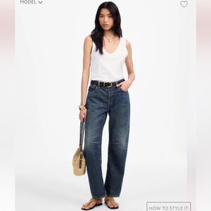 Madewell Dark Blue Darted Barrel-Leg Jeans